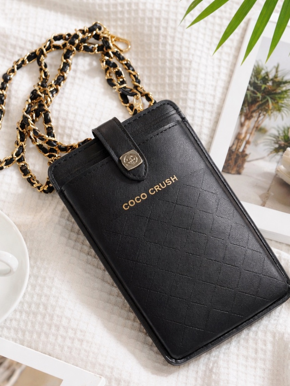 Chanel COCO CRUSH Black Crossbody Phone Bag with Chain Strap
